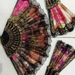 Çiçek Desenli Bez Yelpaze Büyük